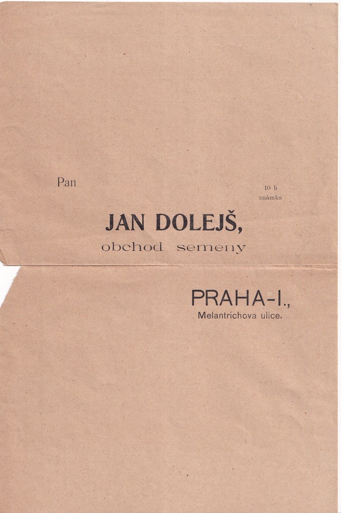 Účet, Jan Dolejš, obchod semeny, Praha