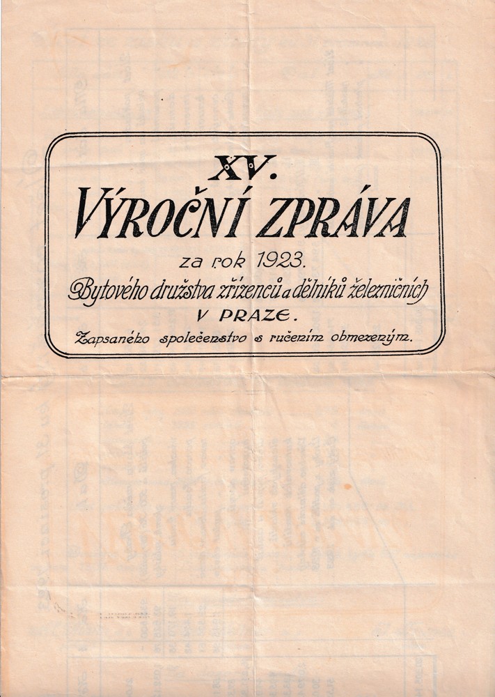 Účet, Výroční zpráva r. 1923, Bytové družstvo, Praha