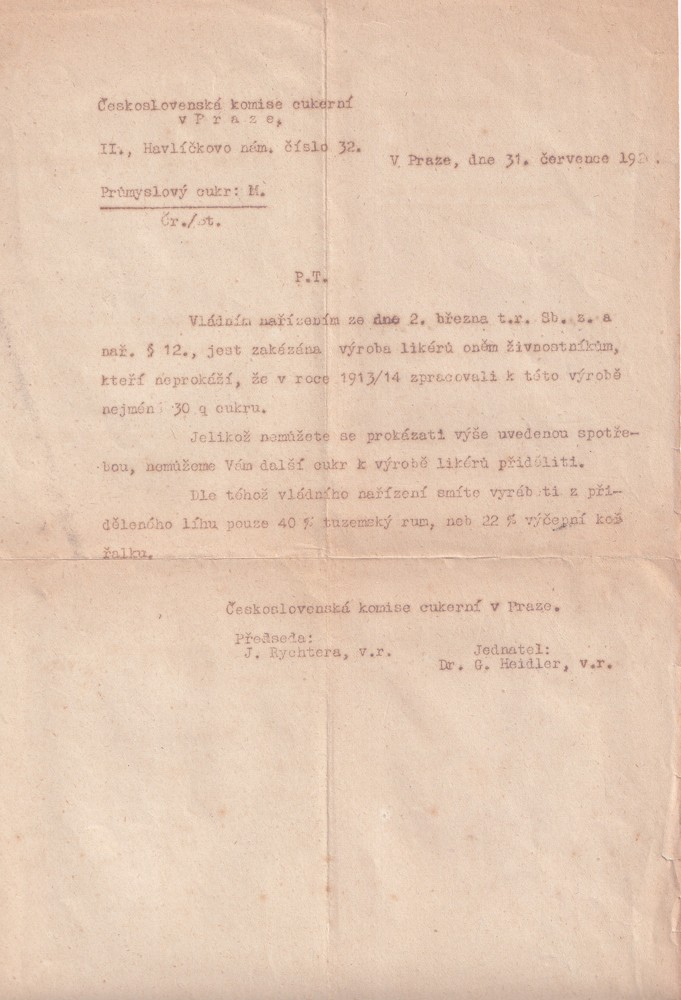 Účet, ČSL komise cukerní, Praha, 1926
