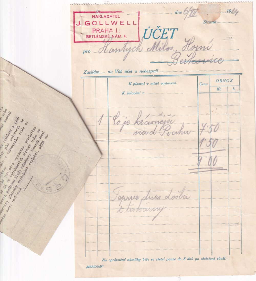 Účet, Nakladatelství Gollwell, Praha, 1924