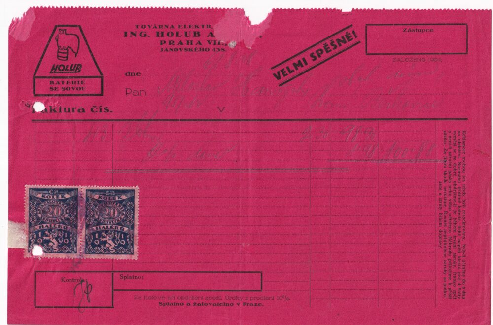 Účet, chemická továrna, Praha