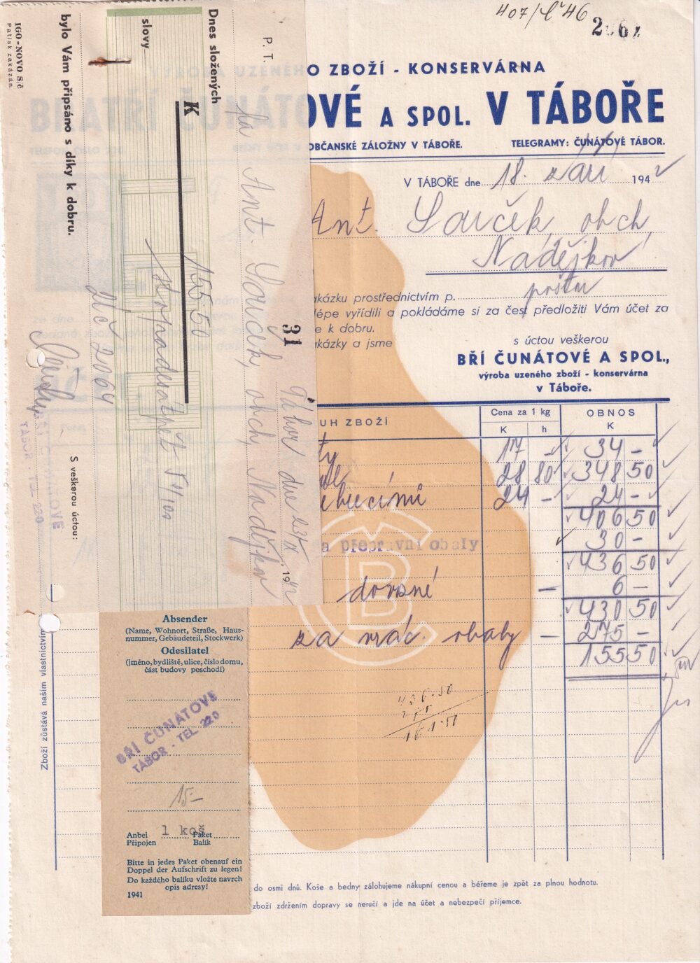 Hlavičkový účet Uzené zboží, Bratří Čunátové