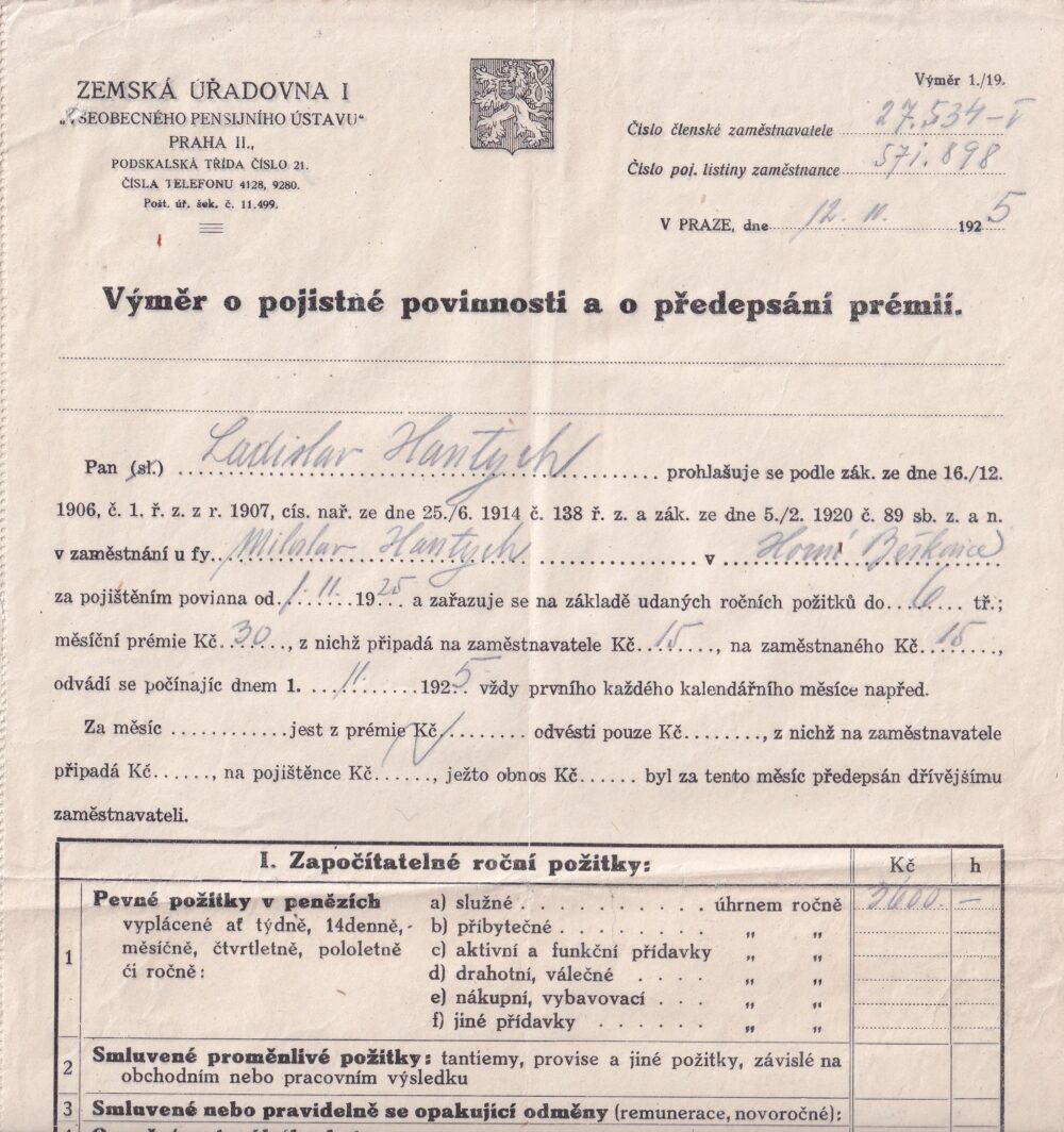 Hlavičkový účet Zemská úřadovna, 1925