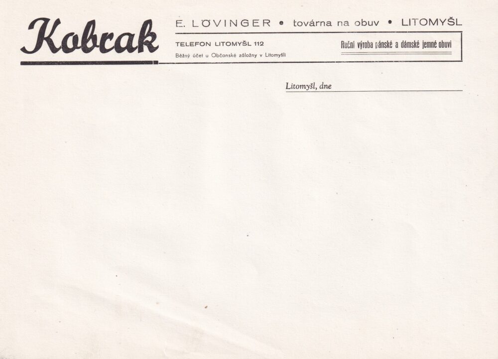 Hlavičkové účty Ruční výroba obuvi, Litomyšl