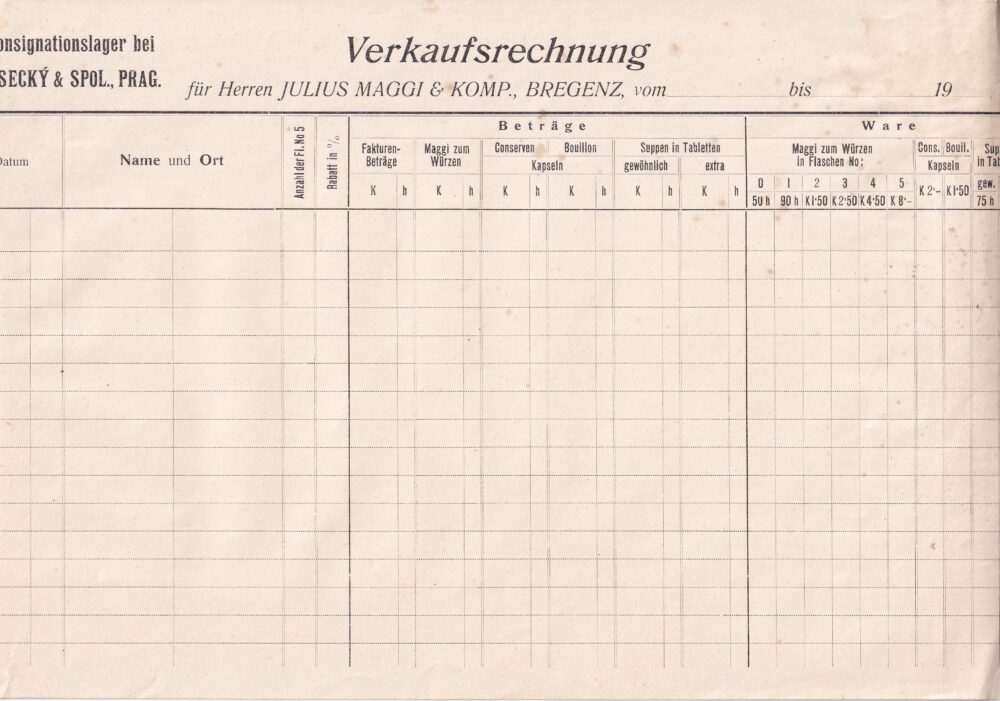 Hlavičkové účty Vesecký a spol., Praha