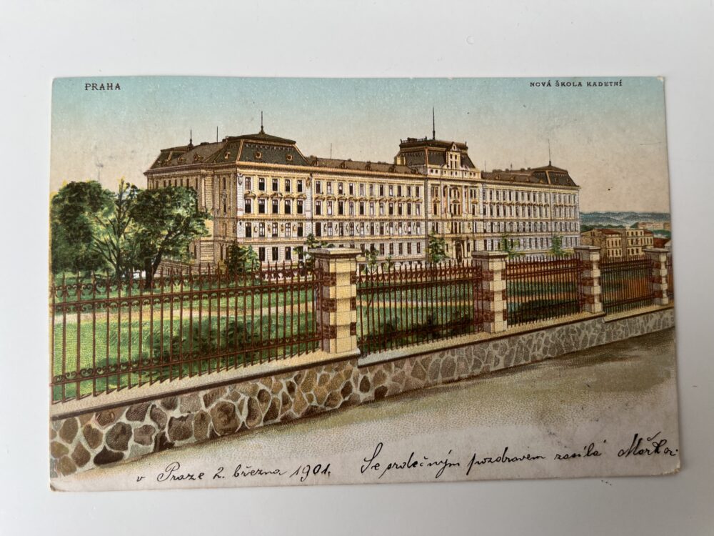 Pohlednice místopis Praha - Nová škola kadetní, r.1901