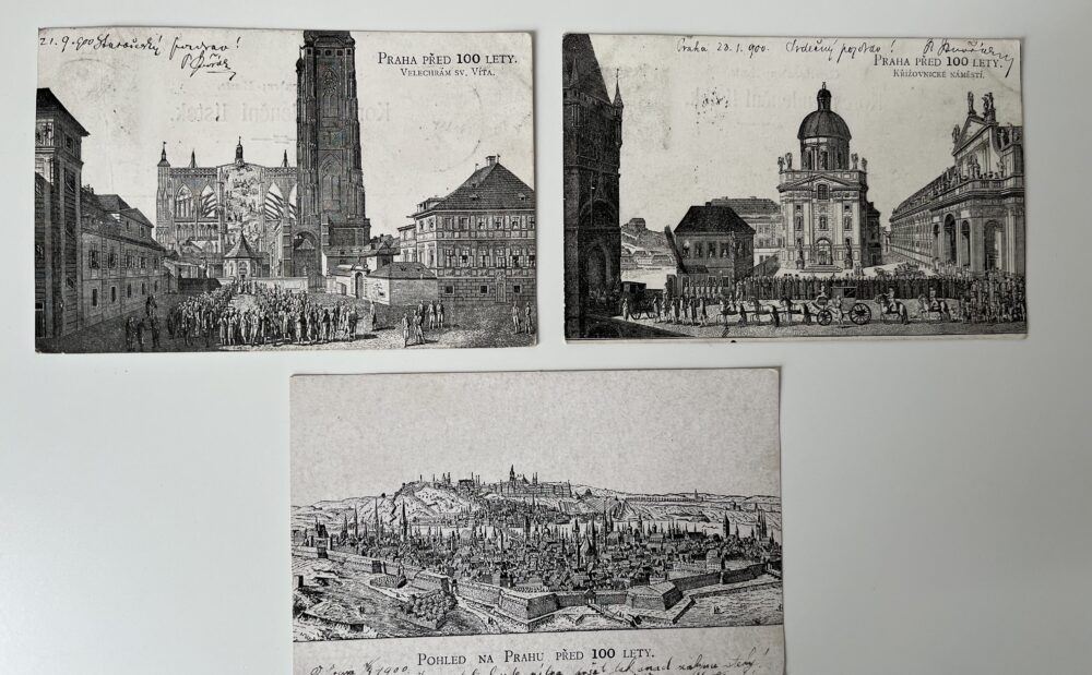Pohlednice Pohled na Prahu před 100 lety, r.1900 3 ks