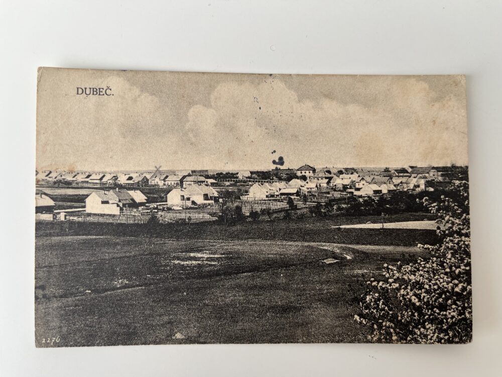 Pohlednice místopis Praha - Dubeč, celkový pohled r.1927