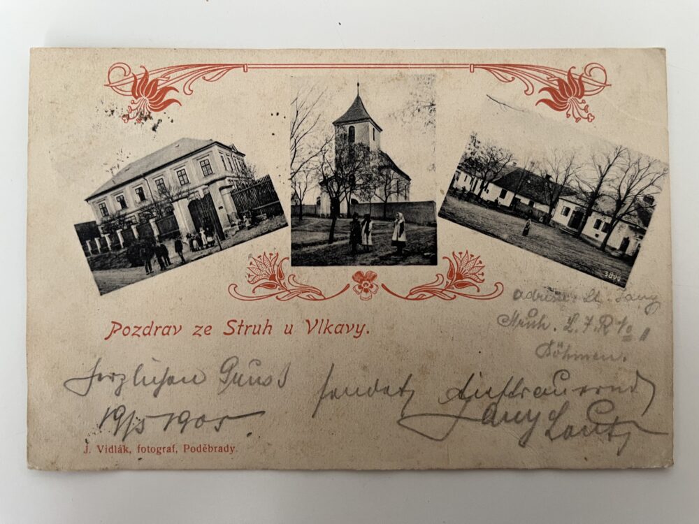 Pohlednice Pozdrav ze Struh u Vlkavy, koláž okres Mladá Boleslav 1905