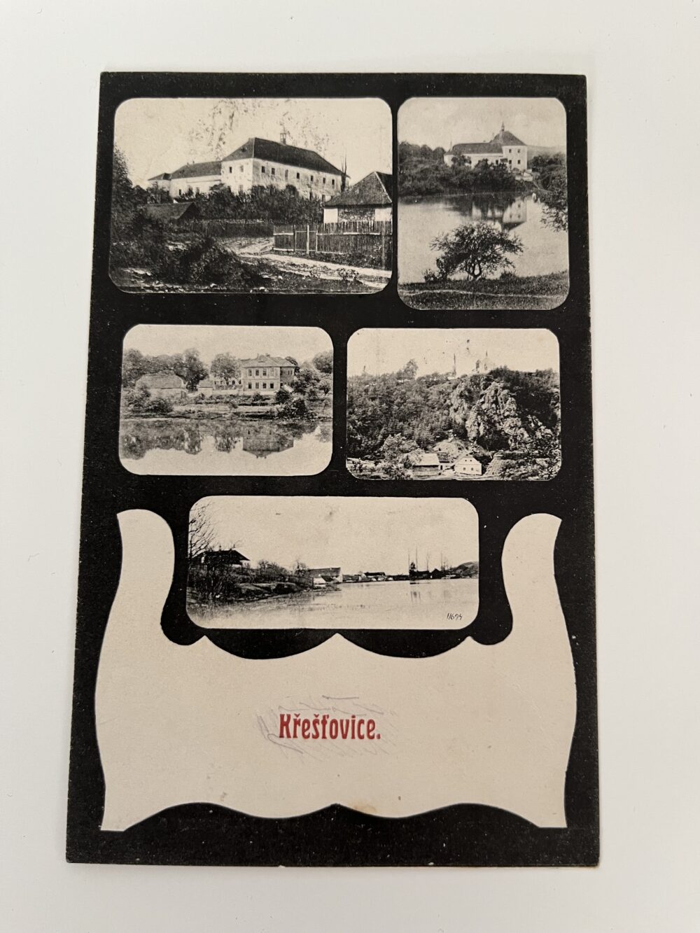 Pohlednice místopis Křešťovice, koláž okres Písek r.1911