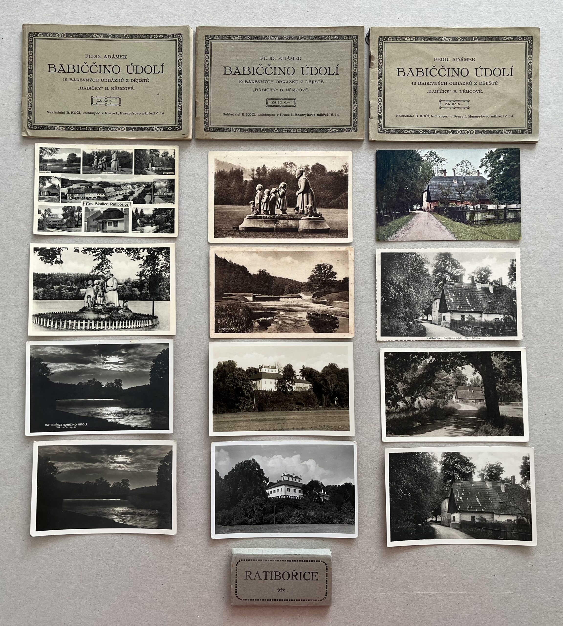 Pohlednice, leporelo, album Ratibořice - Babiččino údolí, razítko