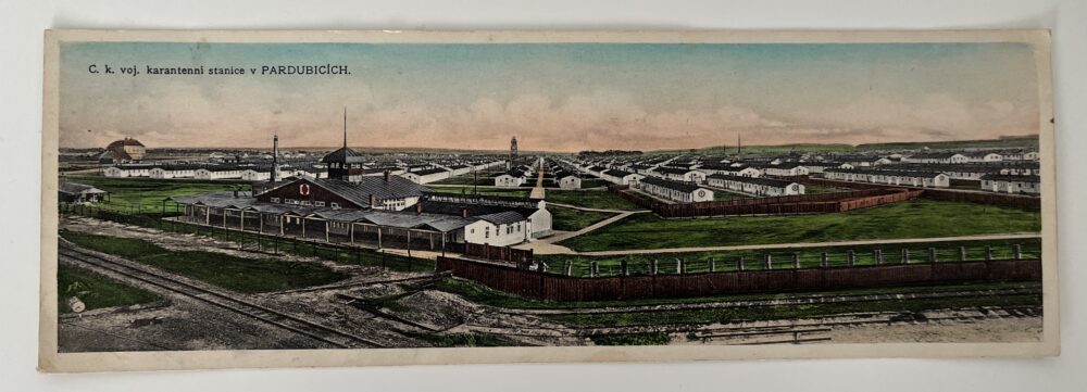 Pohlednice dlouhá C.k.voj. karantenní stanice v Pardubicích