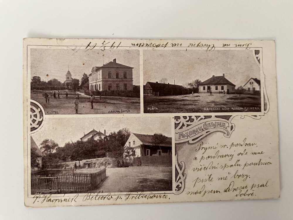 Pohlednice Chvojno, koláž - Lesovna, pošta, Obchod, okres Pardubice