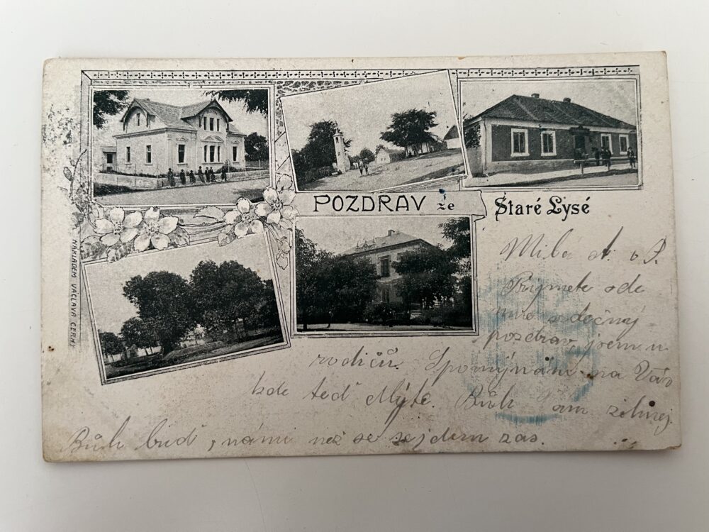 Pohlednice místopis Stará Lysá, koláž okres Nymburk r.1904