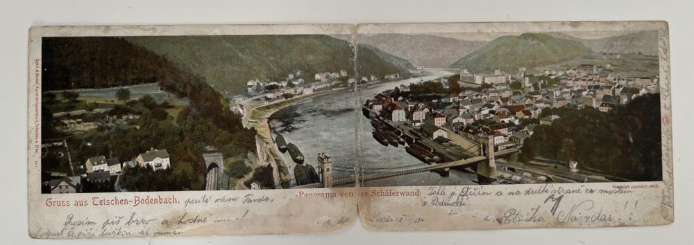 Dlouhá pohlednice Děčín - Panorama Pastýřská stěna, r.1901