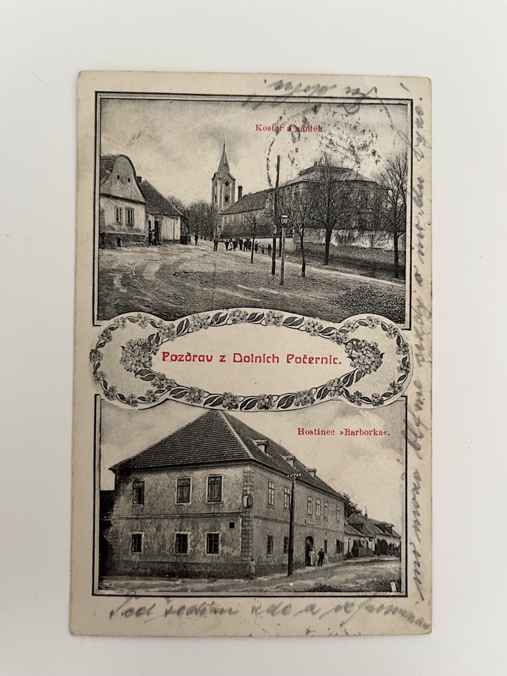Pohlednice Dolní Počernice, koláž - Hostinec Barborka, Praha 1910