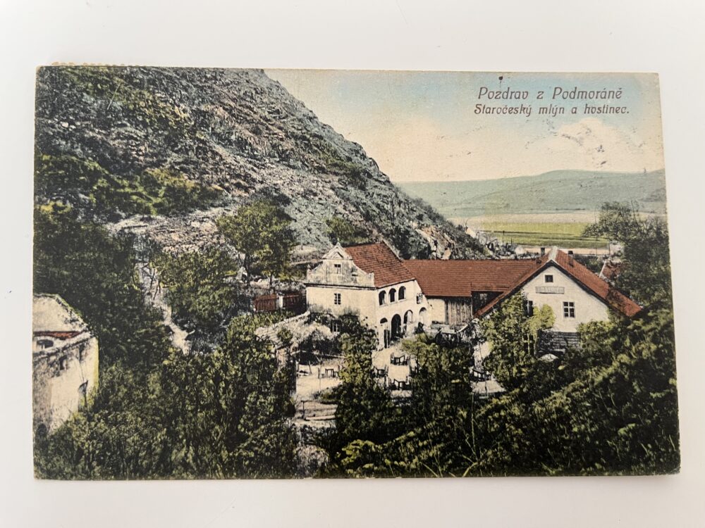 Pohlednice Podmoráň - Staročeský mlýn a hostinec, Praha západ 1912