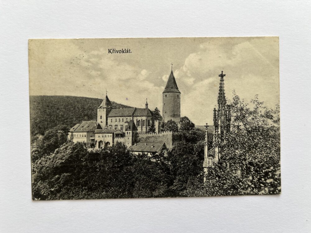 Pohlednice místopis Hrad Křivoklát, razítko okres Rakovník 1913