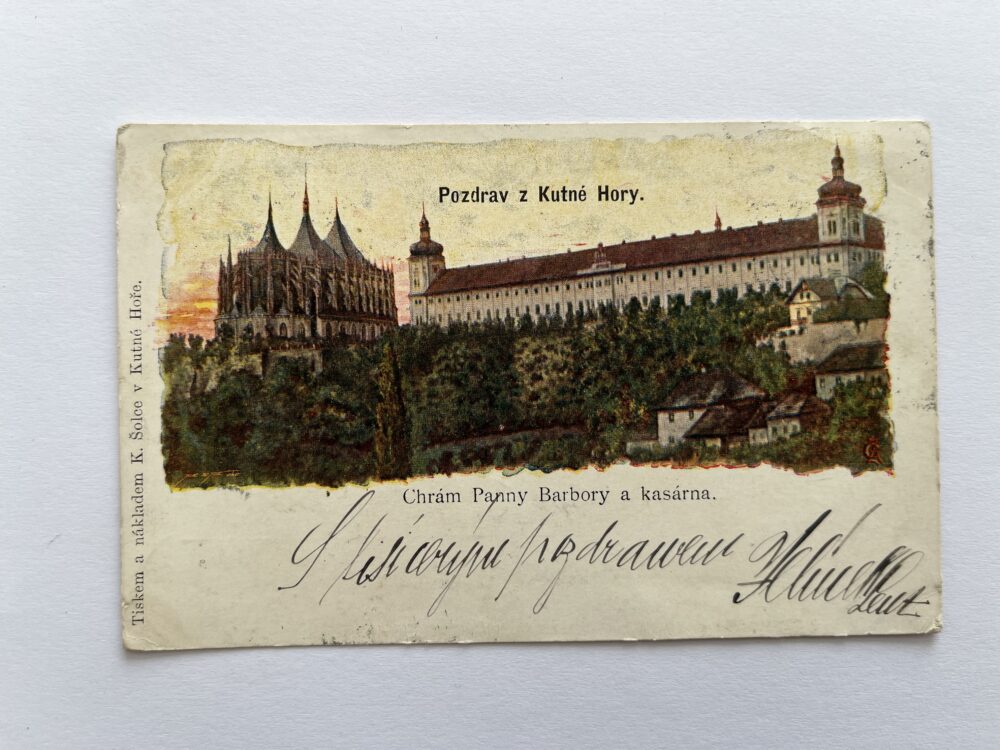 Pohlednice místopis Kutná Hora - Chrám Panny Barbory, kasárna RU