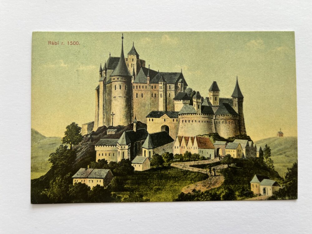 Pohlednice místopis Rábí hrad r.1500, okres Klatovy rok 1900