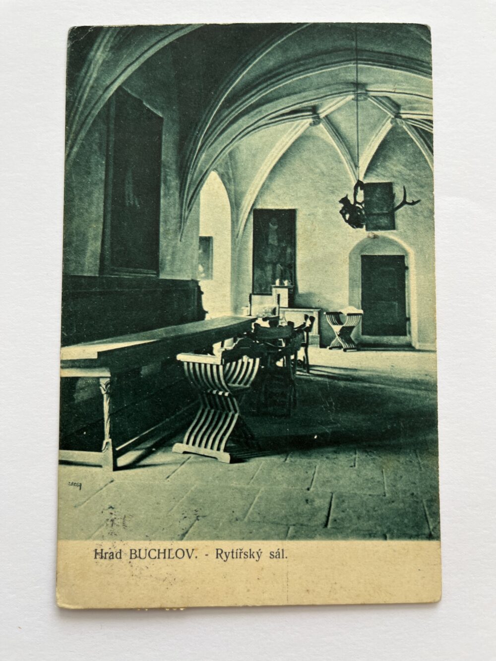 Pohlednice Hrad Buchlov - Rytířský sál, okres Uherské Hradiště r.1914