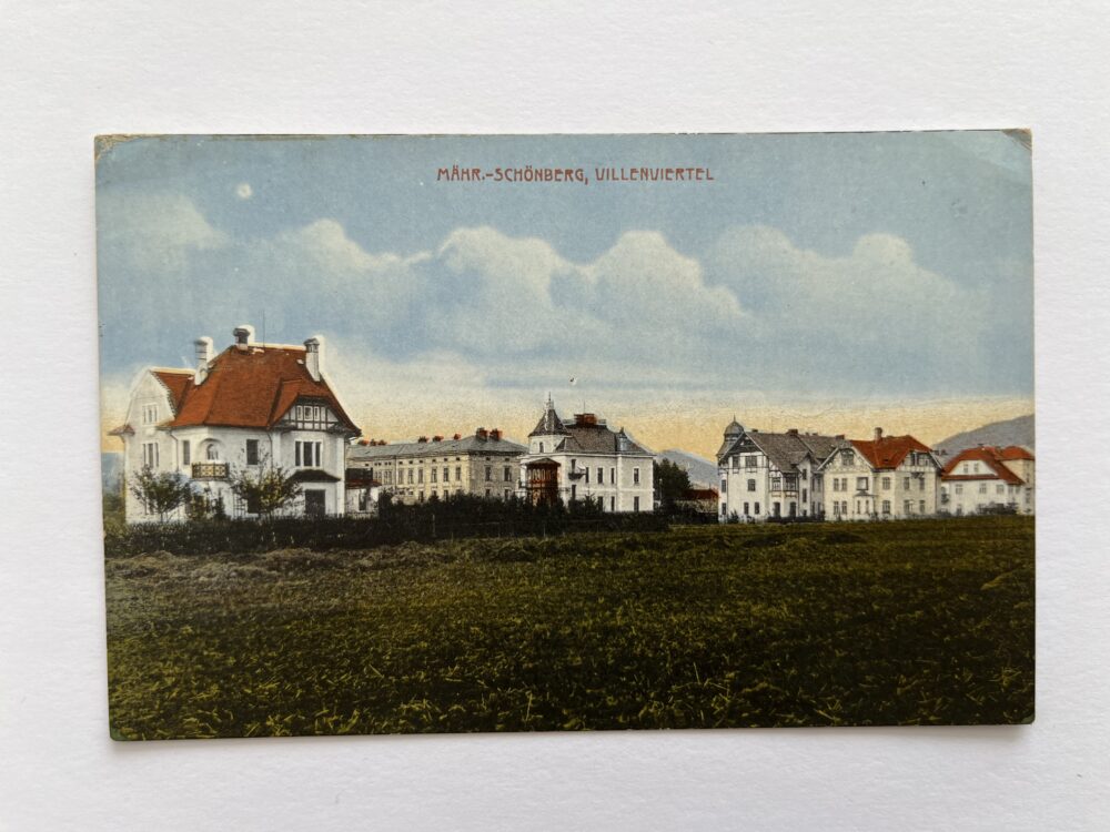 Pohlednice místopis Šumperk - vilová čtvrť, r.1917