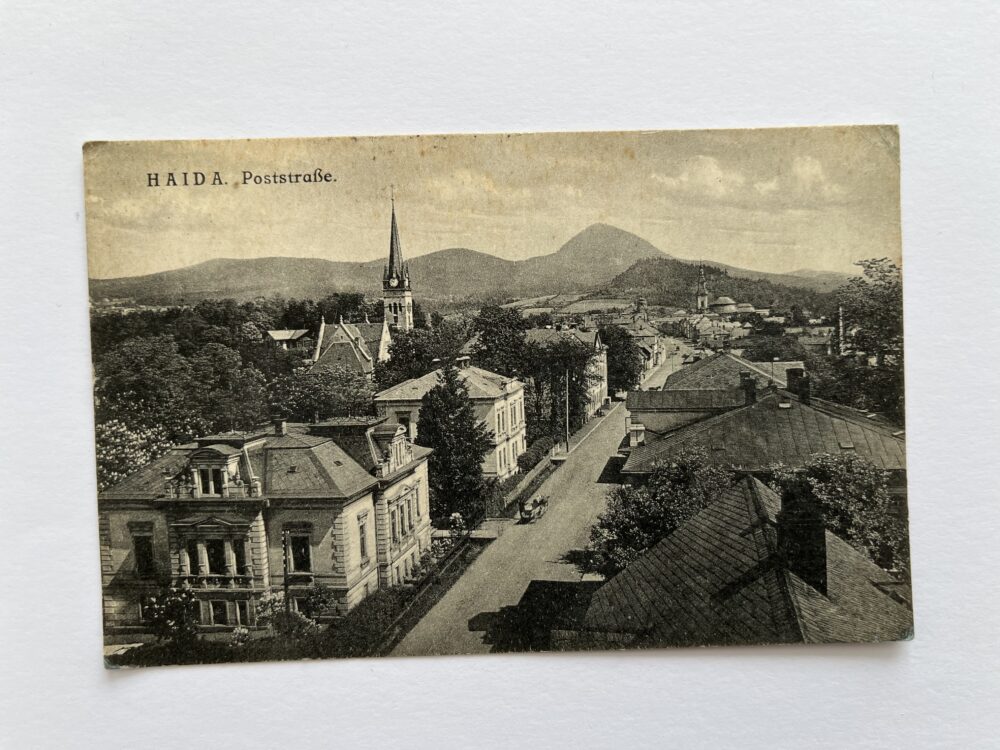 Pohlednice Nový Bor - Poštovní ulice, okres Česká Lípa r.1923