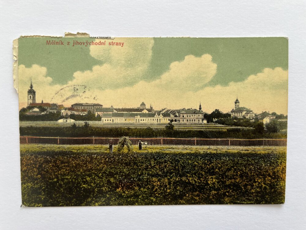 Pohlednice místopis Mělník z jihovýchodní strany Rakousko-Uhersko