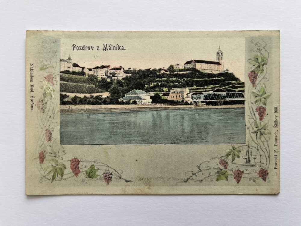 Pohlednice MĚLNÍK - Zámek, soutok Labe a Vltavy r.1906