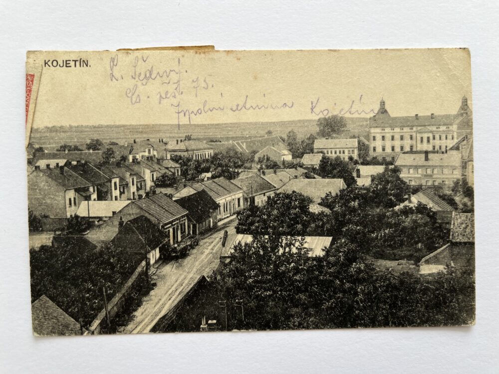 Pohlednice místopis Kojetín - celkový pohled, okres Přerov r.1919