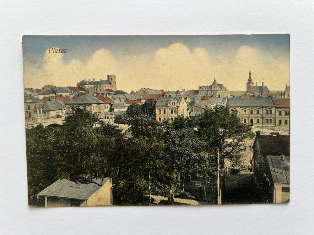 Pohlednice místopis Přerov - pohled na zámek, r.1914