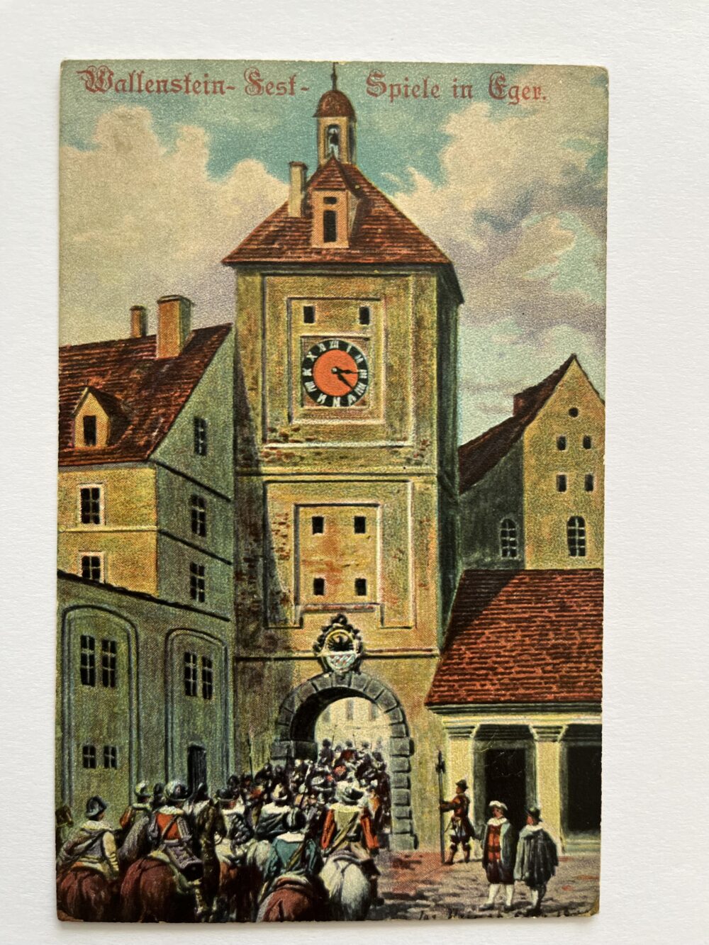 Pohlednice místopis Cheb, rok 1913 Wallensteinův festival