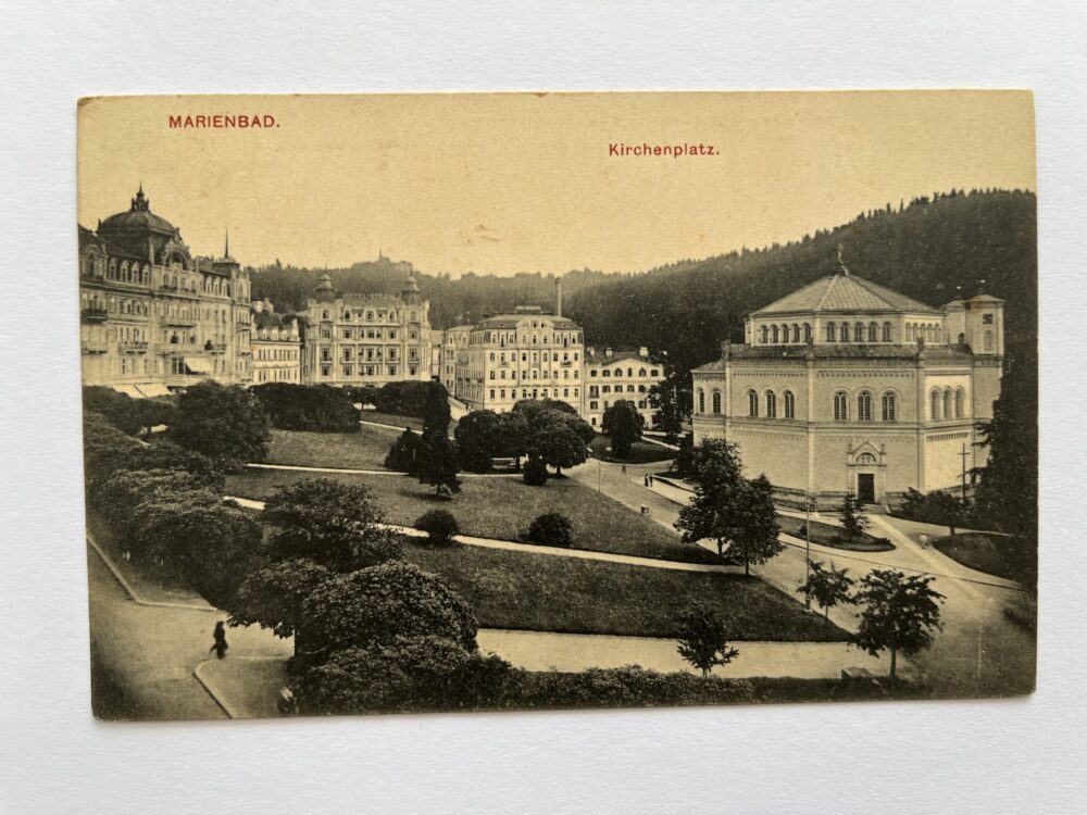 Pohlednice Mariánské Lázně - náměstí Kirchenplatz, okres Cheb 1918