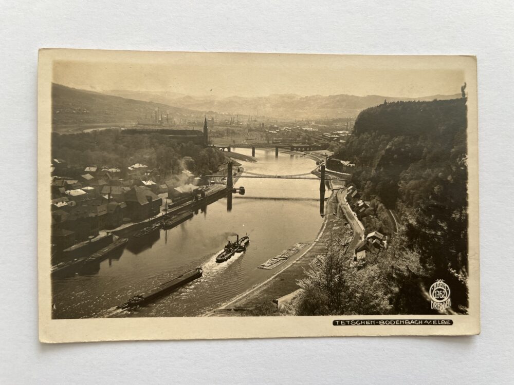 Pohlednice místopis Podmokly - Děčín, loď fotograf Walter Hahn