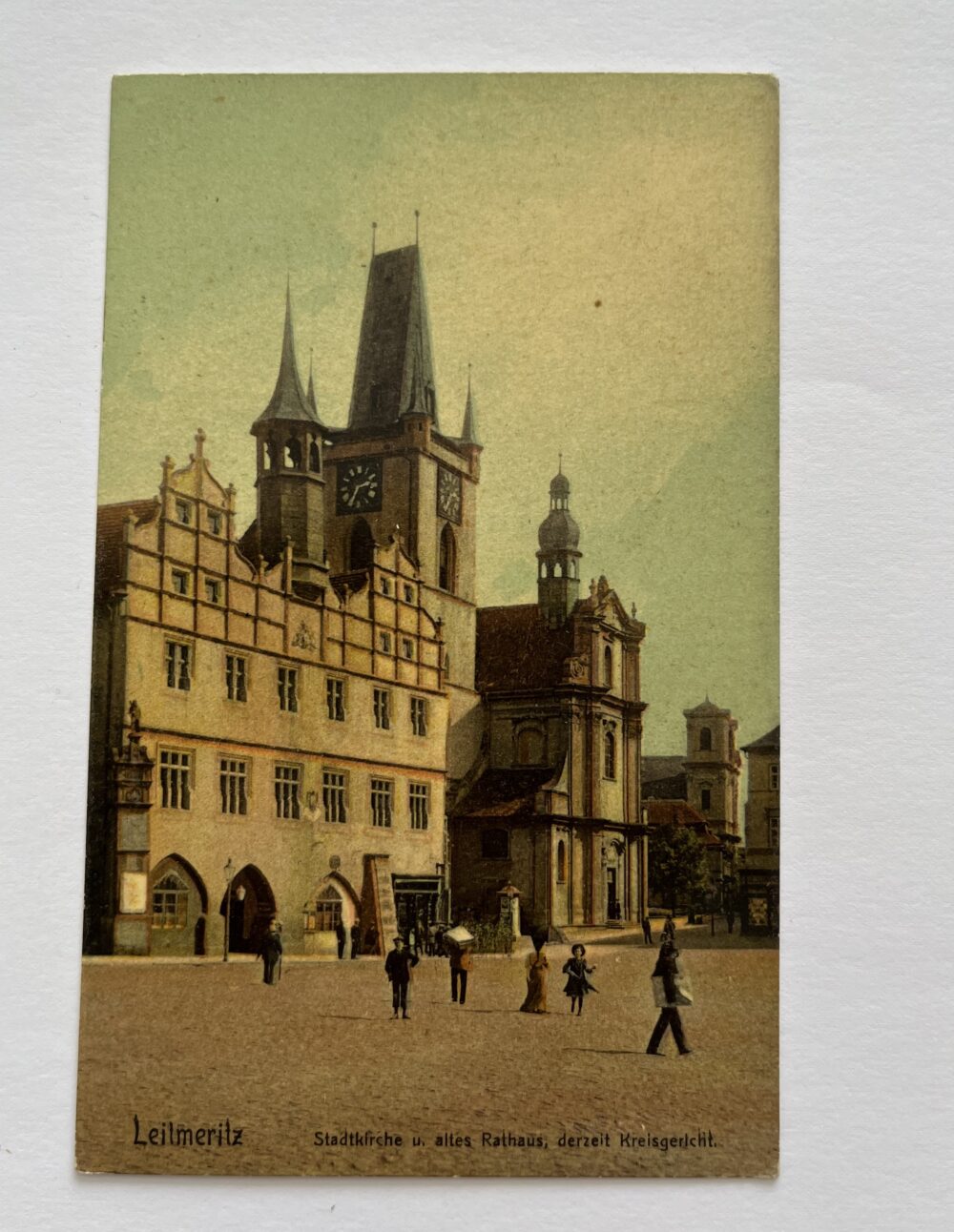 Pohlednice místopis Litoměřice Kostel Všech svatých, Radnice