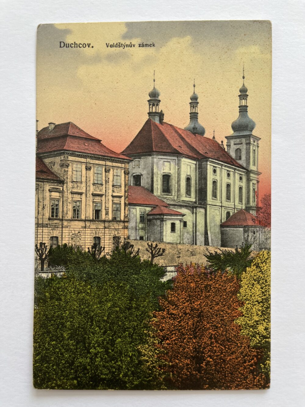 Pohlednice Duchcov - Valdštýnův zámek, okres Teplice 1918