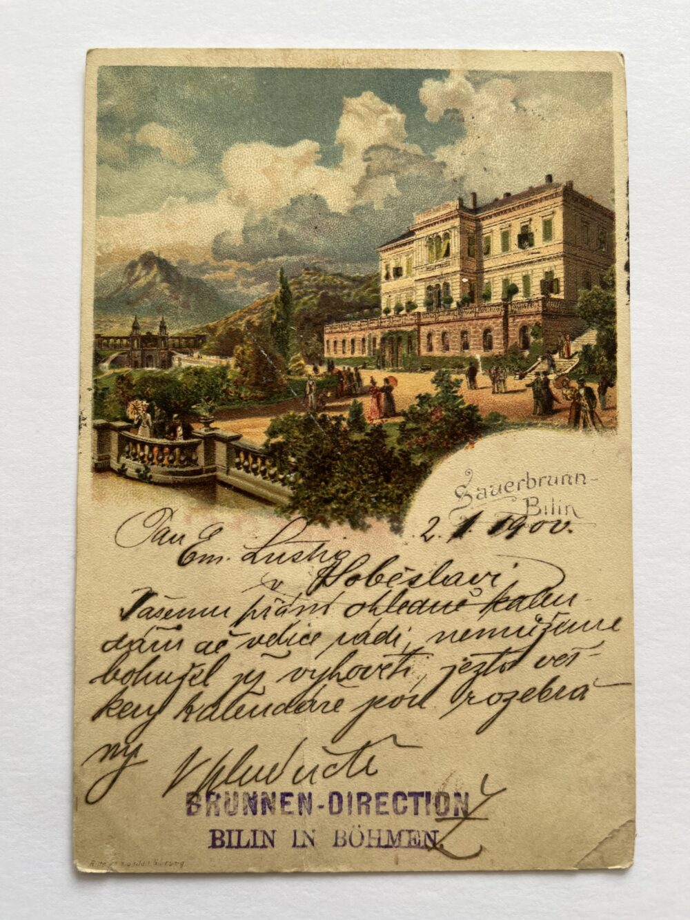 Pohlednice Lázně Bílinská kyselka, Bílina okres Teplice 1900