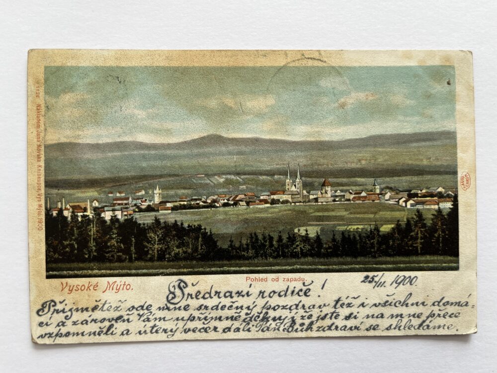 Pohlednice Vysoké Mýto, celkový pohled od západu okr. Ústí n./Orl.1900