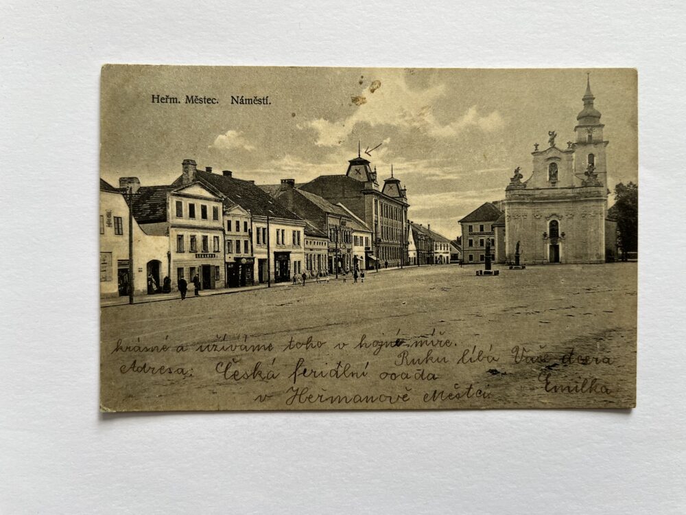 Pohlednice Heřmanův Městec - Náměstí, lékárna okres Chrudim RU