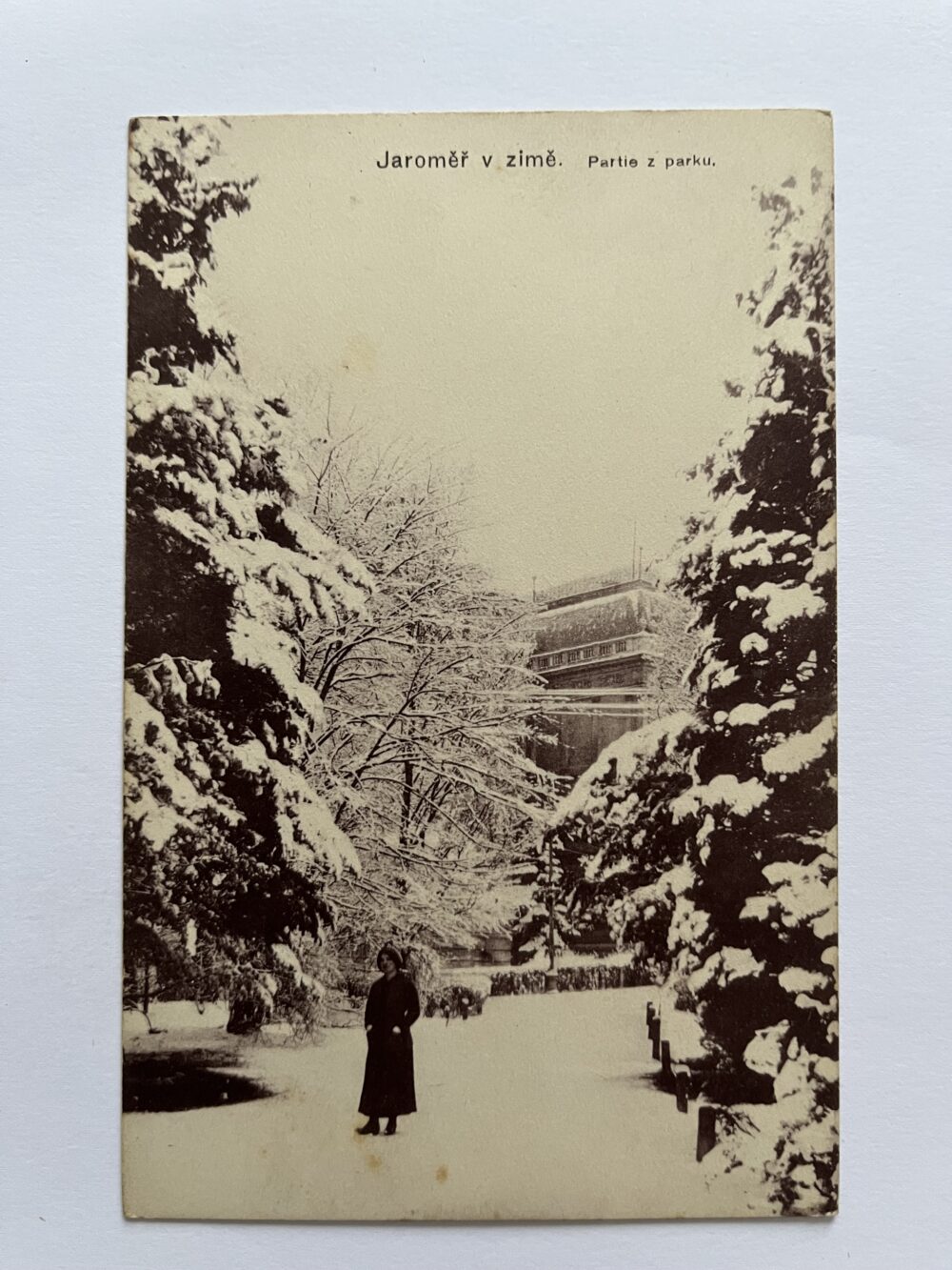 Pohlednice Jaroměř v zimě - Partie z parku, okres Náchod