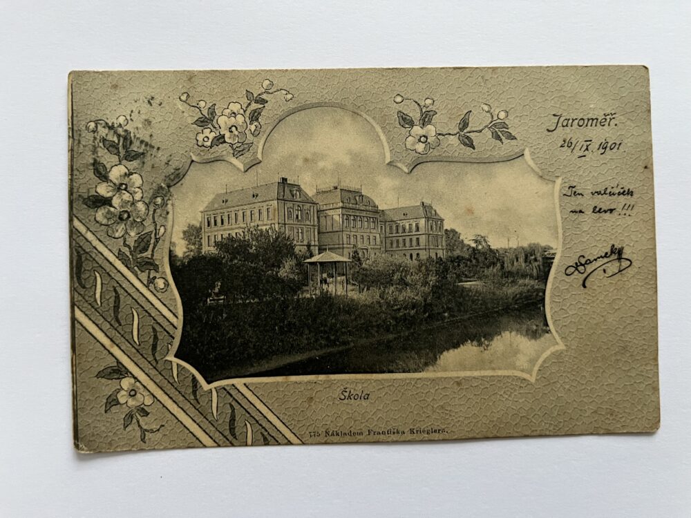 Pohlednice místopis Jaroměř - Škola, okres Náchod r.1901