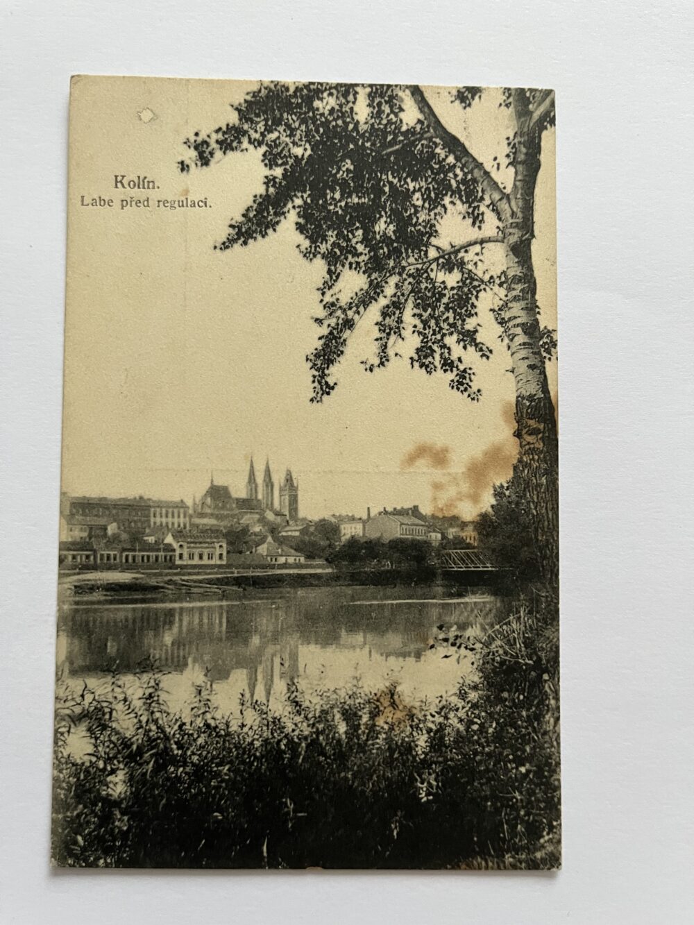 Pohlednice místopis Kolín - Labe před regulací 1.pol.20.stol.