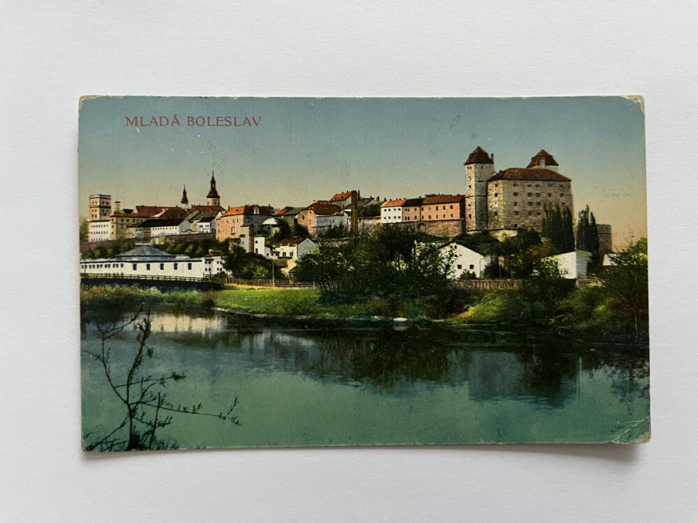Pohlednice místopis Mladá Boleslav, celkový pohled r.1917