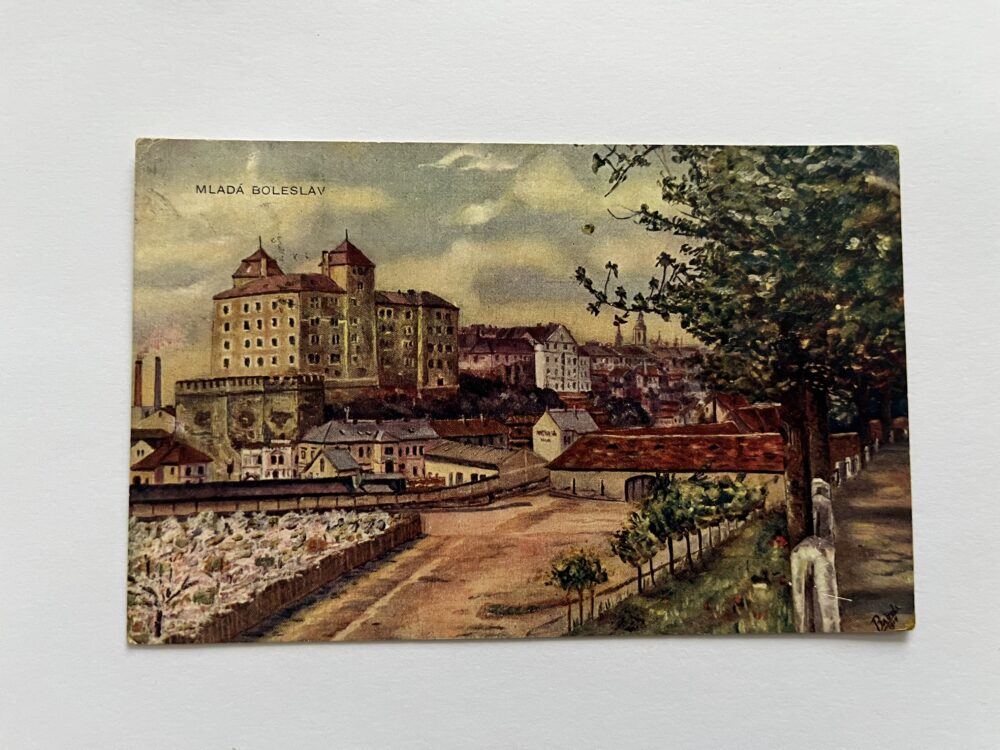 Pohlednice místopis Mladá Boleslav - pohled na hrad, Rakousko-Uhersko