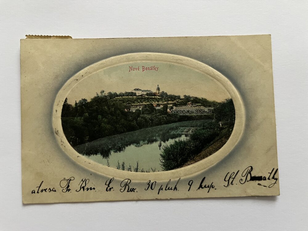 Pohlednice Nové Benátky, celkový pohled okres Mladá Boleslav r.1906