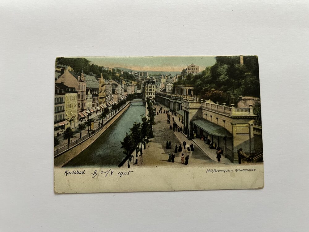 Pohlednice místopis Karlovy Vary Mühlbrunnquai u. Krauzstrasse  r.1905