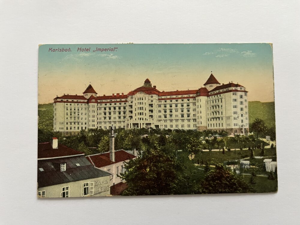 Pohlednice místopis Karlovy Vary - Hotel Imperial, razítko