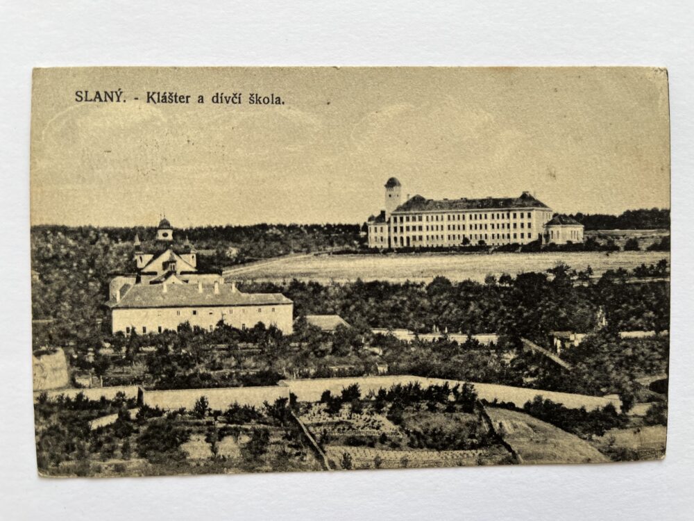 Pohlednice Slaný - Klášter a dívčí škola, okres Kladno 1919