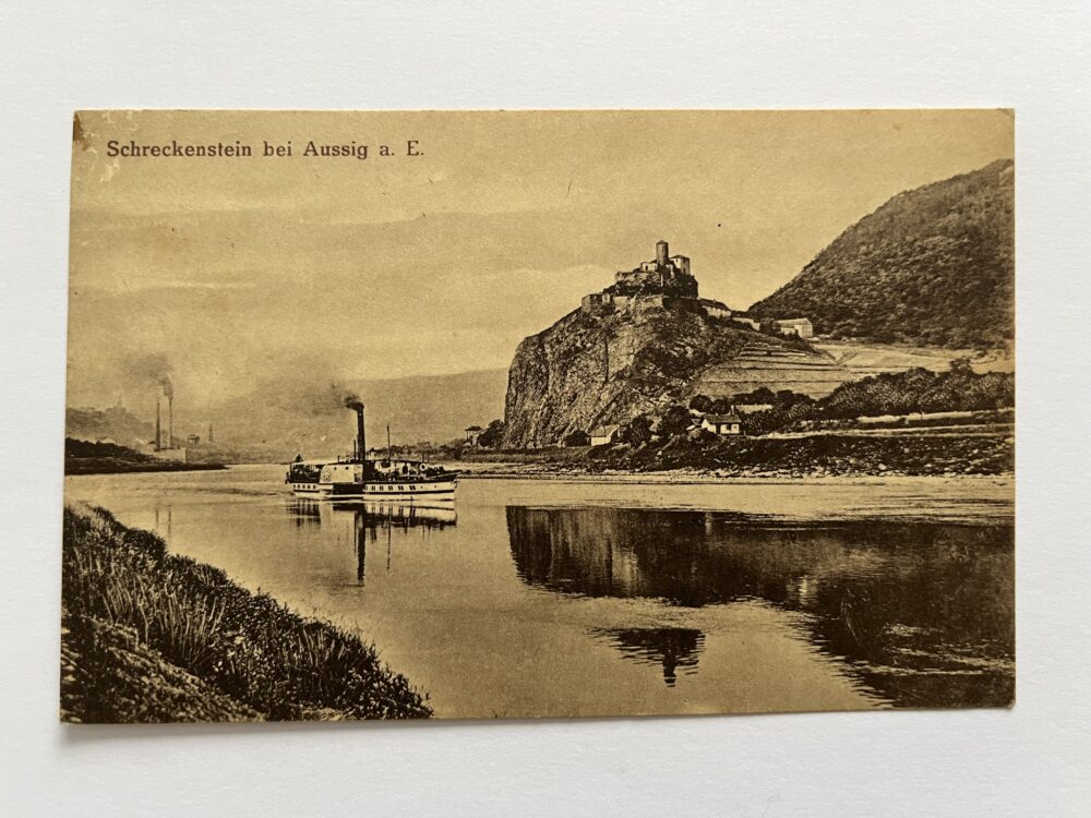 Pohlednice Střekov - parník, hrad okres Ústí nad Labem, 1920