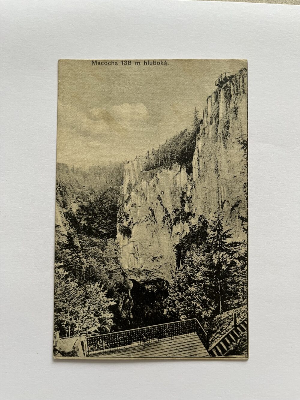 Pohlednice místopis - Macocha 138m. hluboká, okres Blansko r.1912